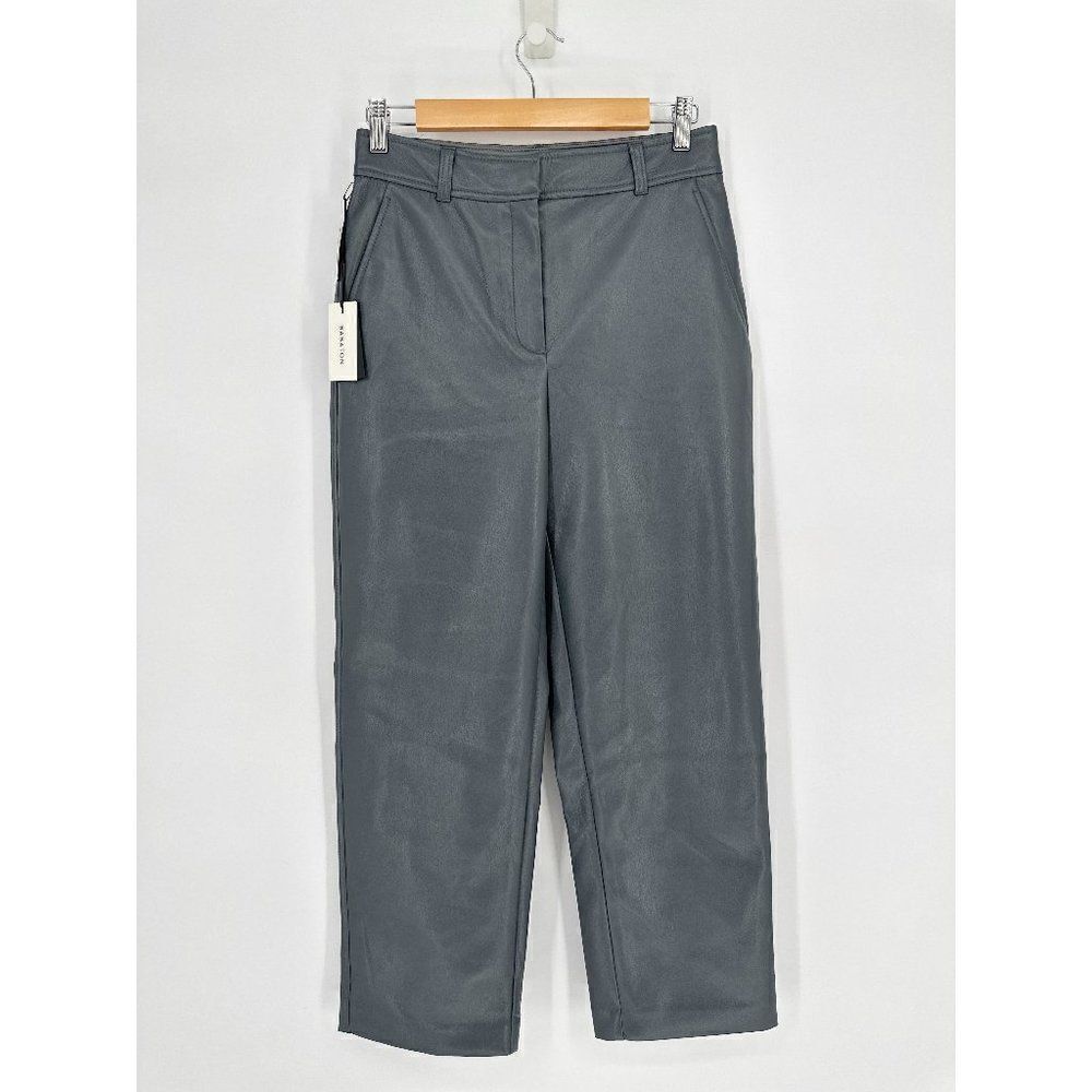 Aritzia Babaton Command Vegan Leather Cropped Pants Echo Grey Women's 6 NEW